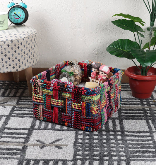 Cotton rope basket 34L x 34W x 22H cm multicolor large