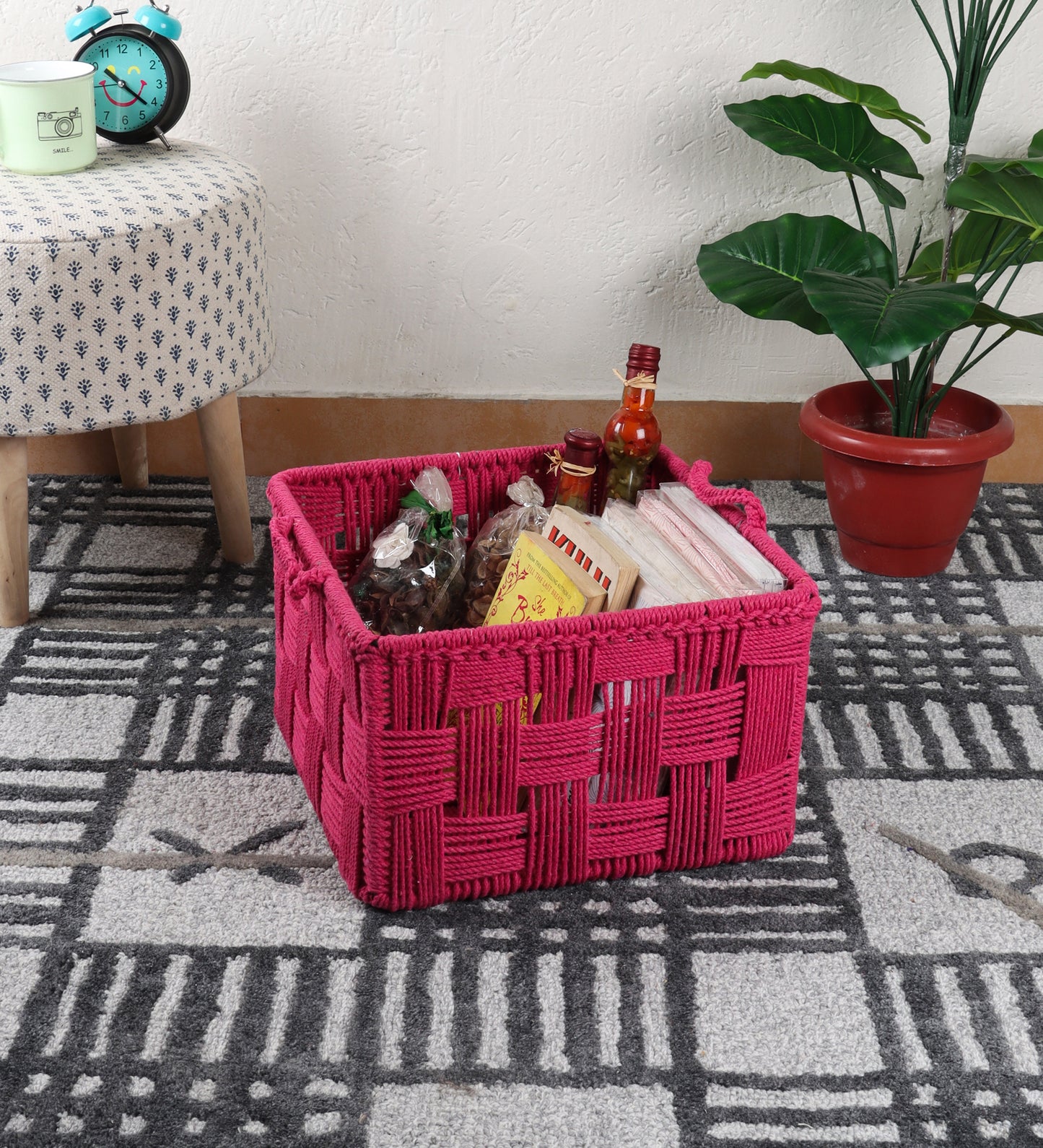 Cotton Rope Basket Pink (Large)