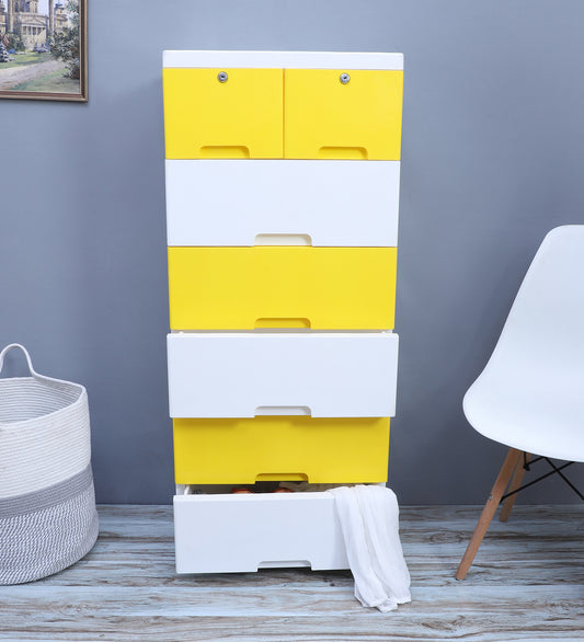 Soft Hued Chest of Drawer White & Yellow