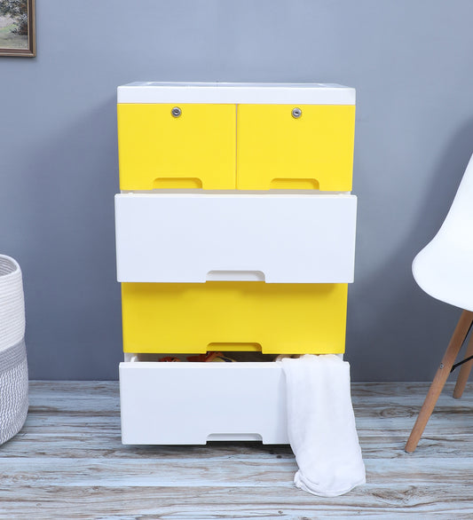 Soft Hued Chest Of Drawer White & Yellow