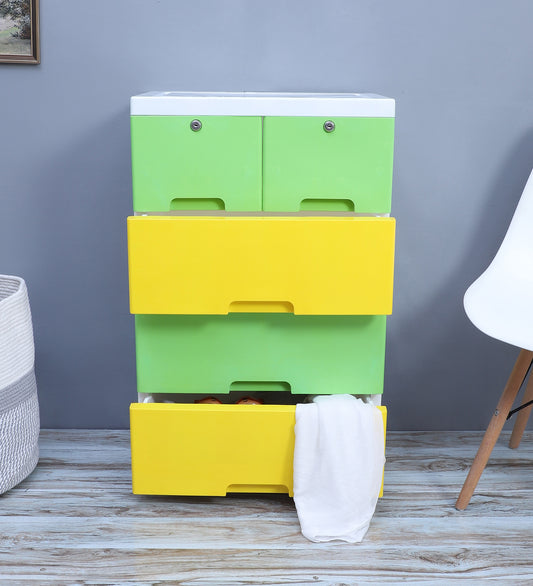 Soft Hued Chest Of Drawer Green & Yellow