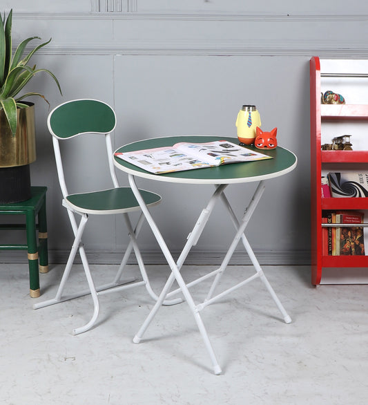 Foldable Round Table Chair Set Green(Large)