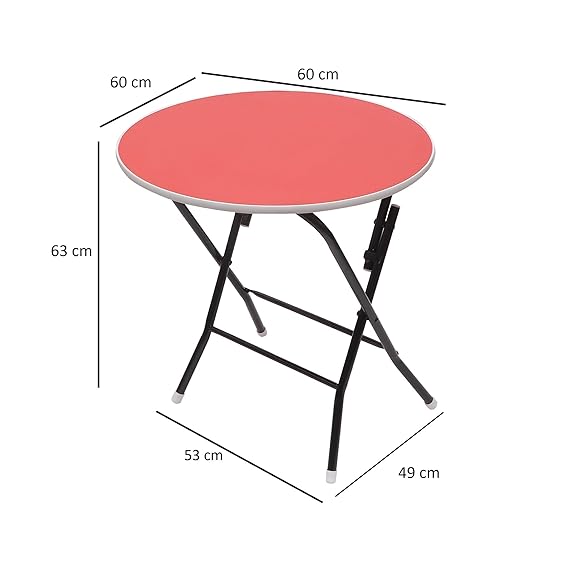 Foldable Round Table Chair Set Red (Large)