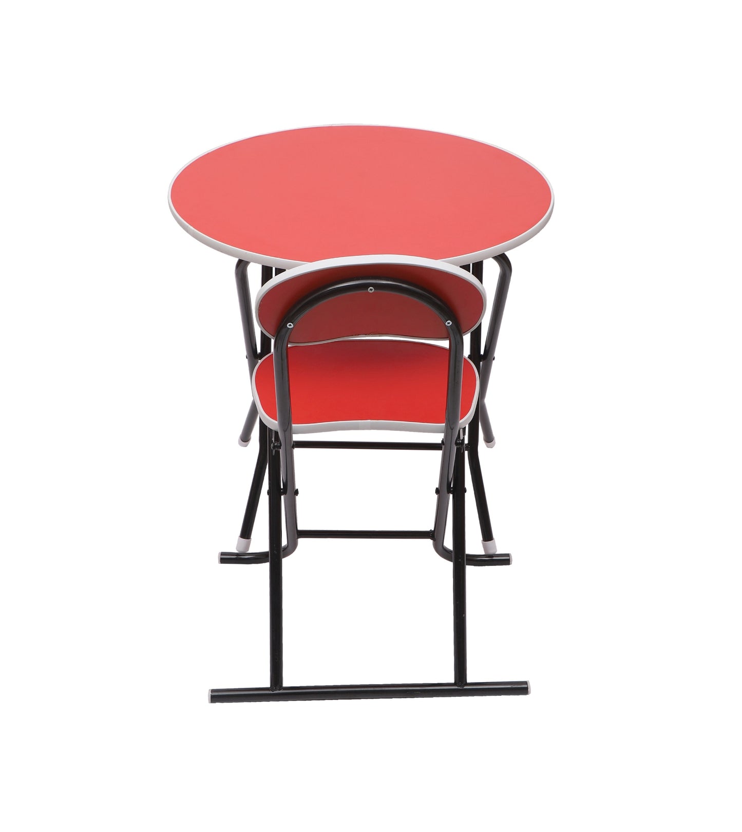 Foldable Round Table Chair Set Red (Large)