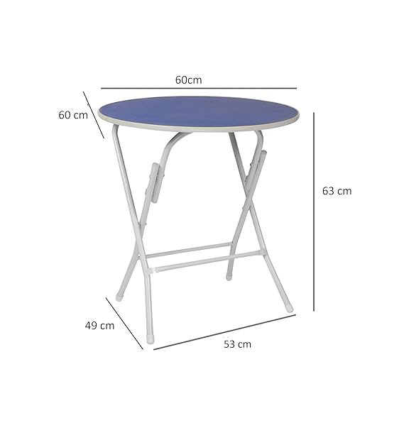 Foldable Round Table Chair Set Blue (Large)