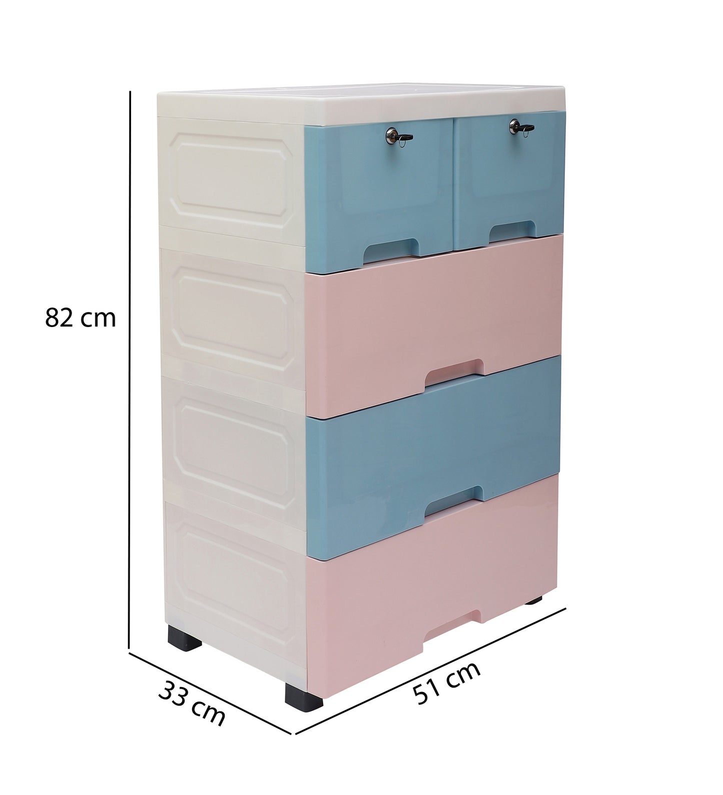 Soft Hued Chest Of Drawer Blue & Pink