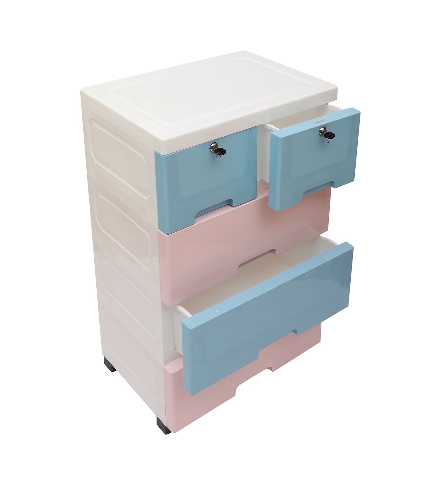 Soft Hued Chest Of Drawer Blue & Pink