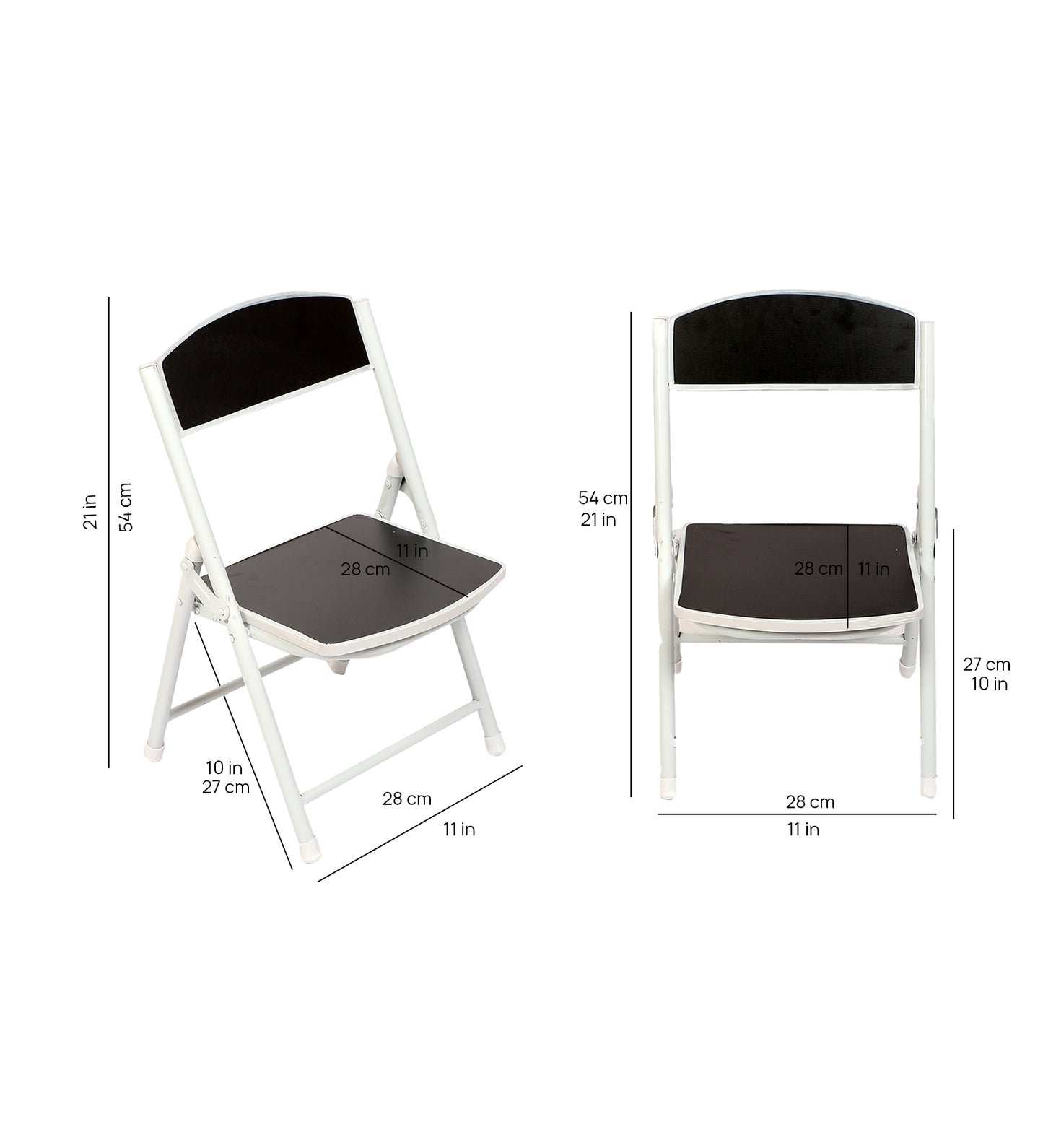 Foldable Chair for Kids Black Set of 2