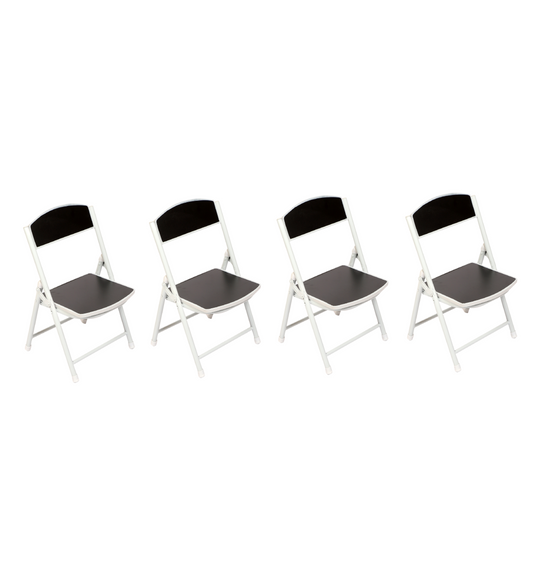 Foldable Chair for Kids Black Set of 4