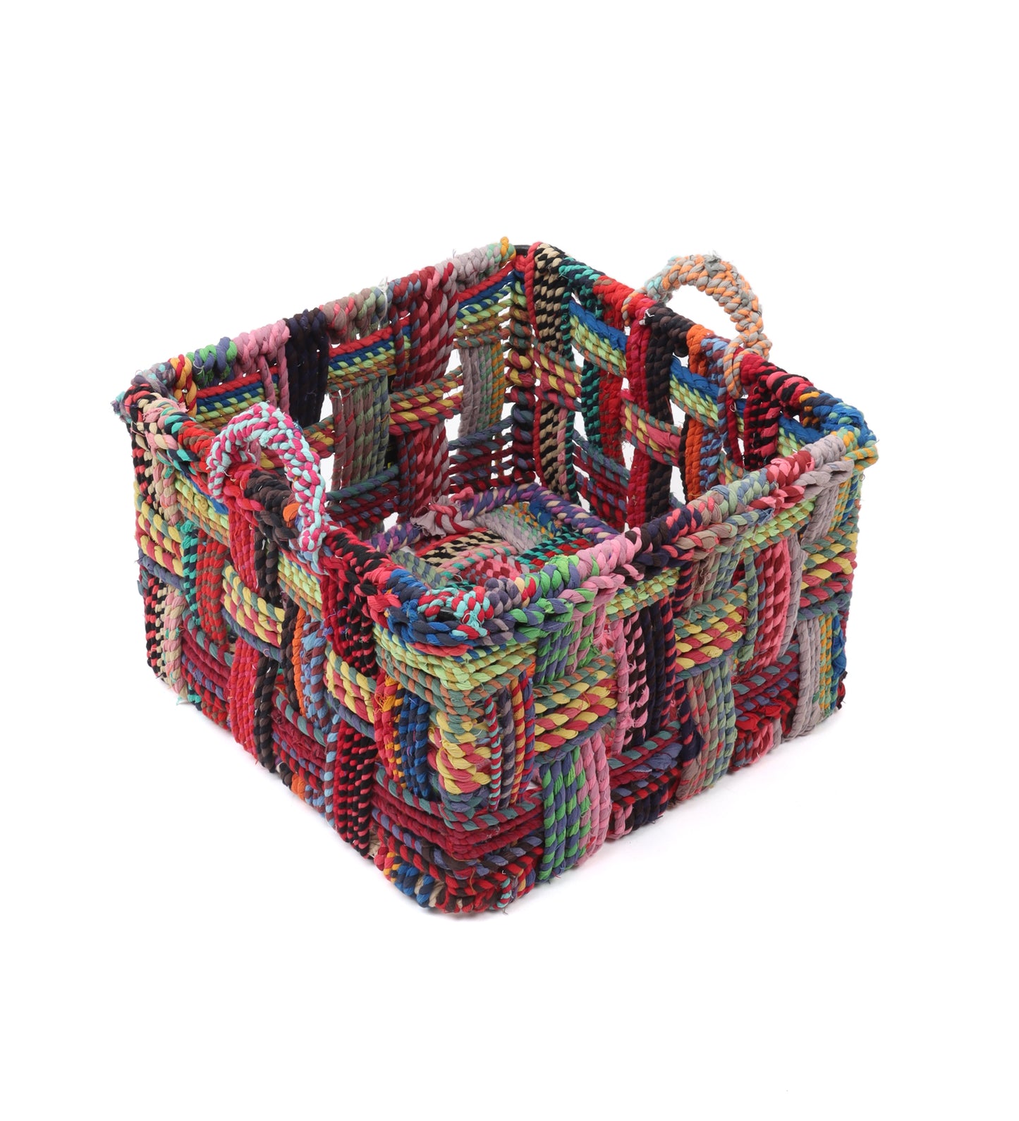 Cotton rope basket 34L x 34W x 22H cm multicolor large